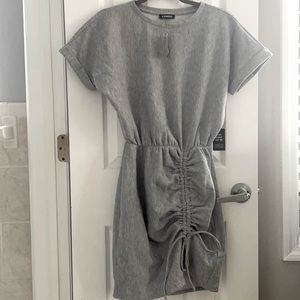 Small, express dress in color gray with scrunch
